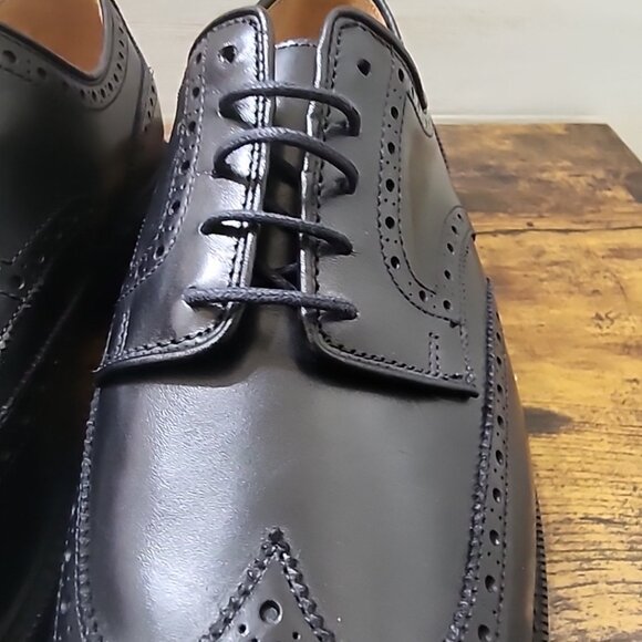 Polo Ralph Lauren Brenton Men’s 8.5 Black Leather Wingtip Oxfords New Condition main image 9